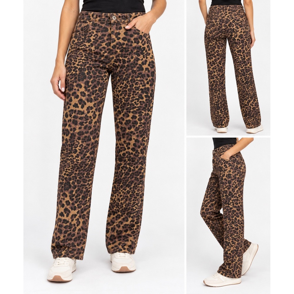 Abercrombie & Fitch Leopard Print Straight Leg Jeans Photo Shoot Sample 27"